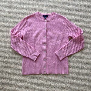 Pink Lands End Cable Knit Cardigan